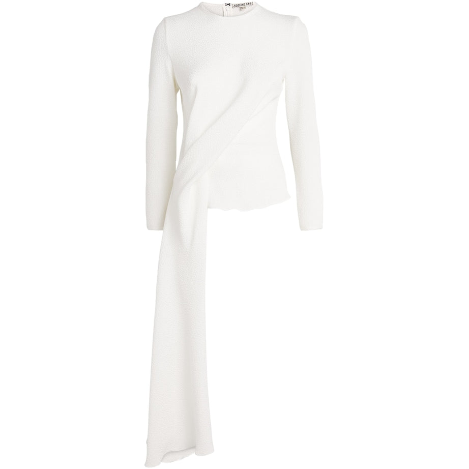 White Textured Draped Fleche Top