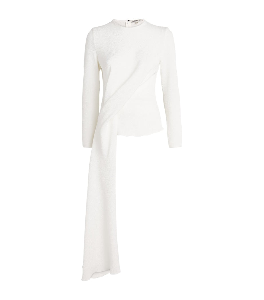 White Textured Draped Fleche Top