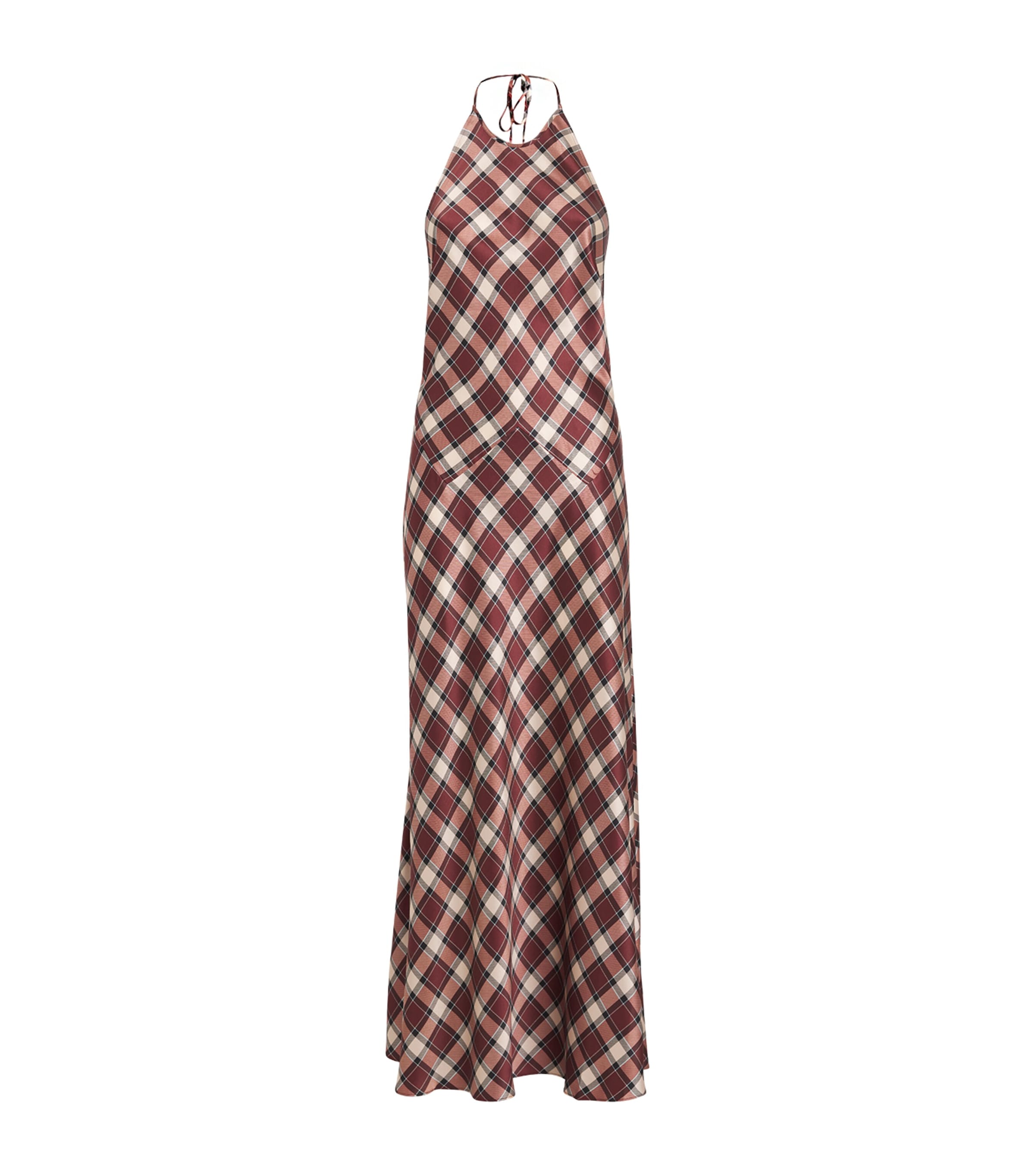 DÔEN Multi Silk Plaid Maxime Maxi Dress