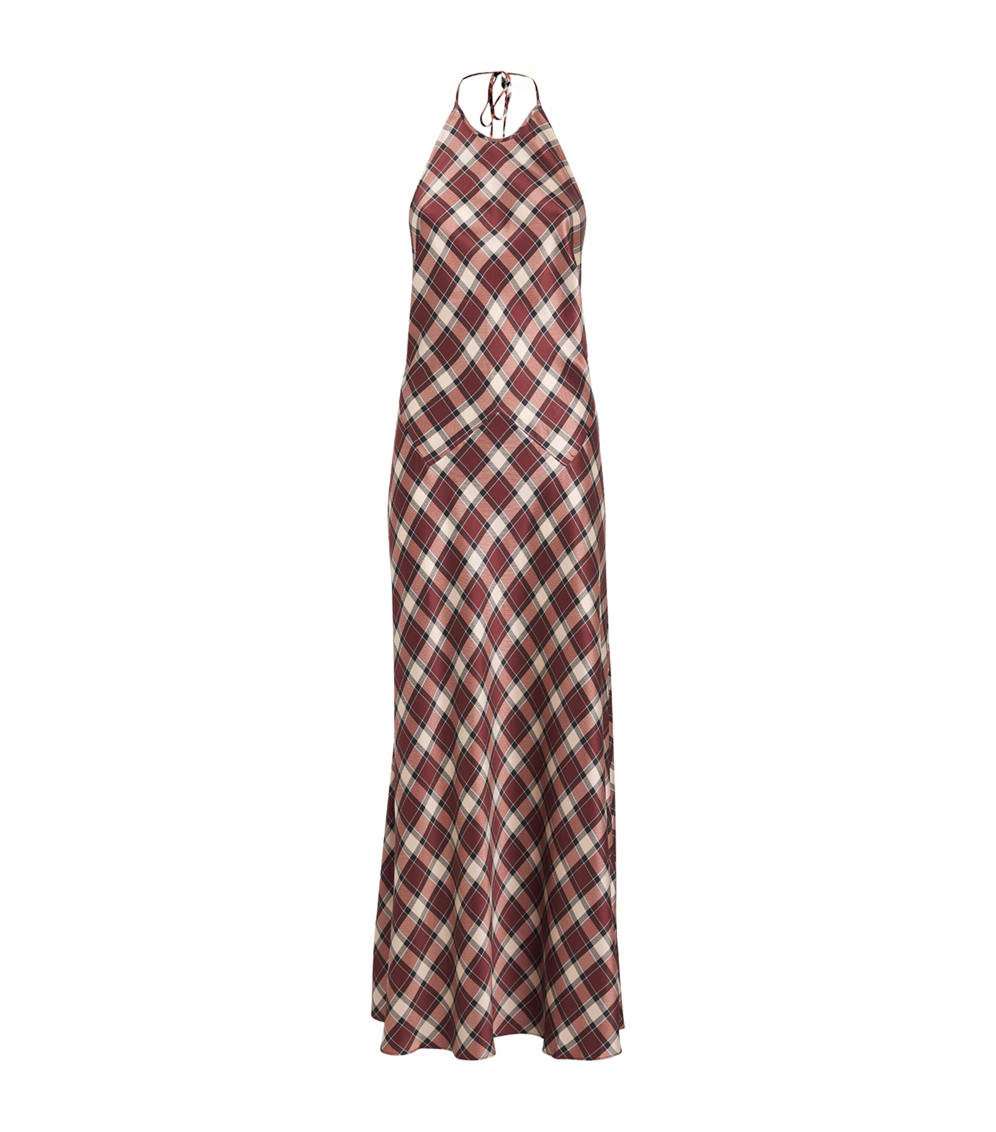 DÔEN Multi Silk Plaid Maxime Maxi Dress