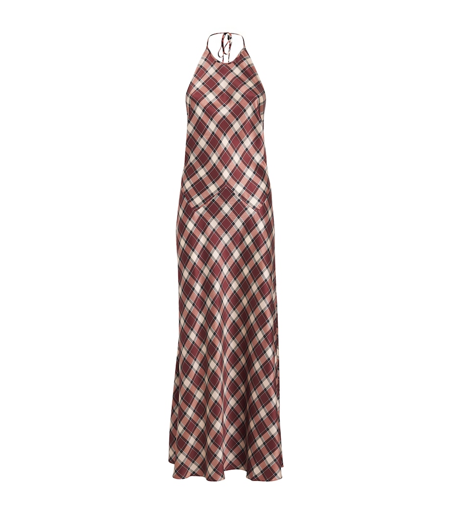DÔEN Multi Silk Plaid Maxime Maxi Dress