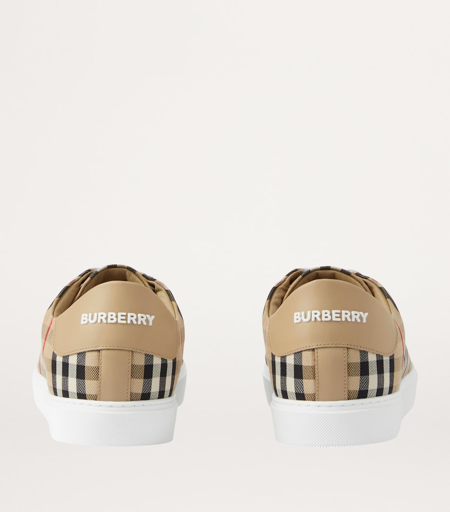 Beige Cotton Check Sneakers