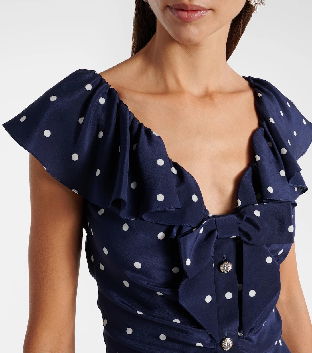 Alessandra Rich - Polka-dot ruffled silk midi dress