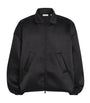 FEAR OF GOD ESSENTIALS Black Bonded Satin Bomber Jacket