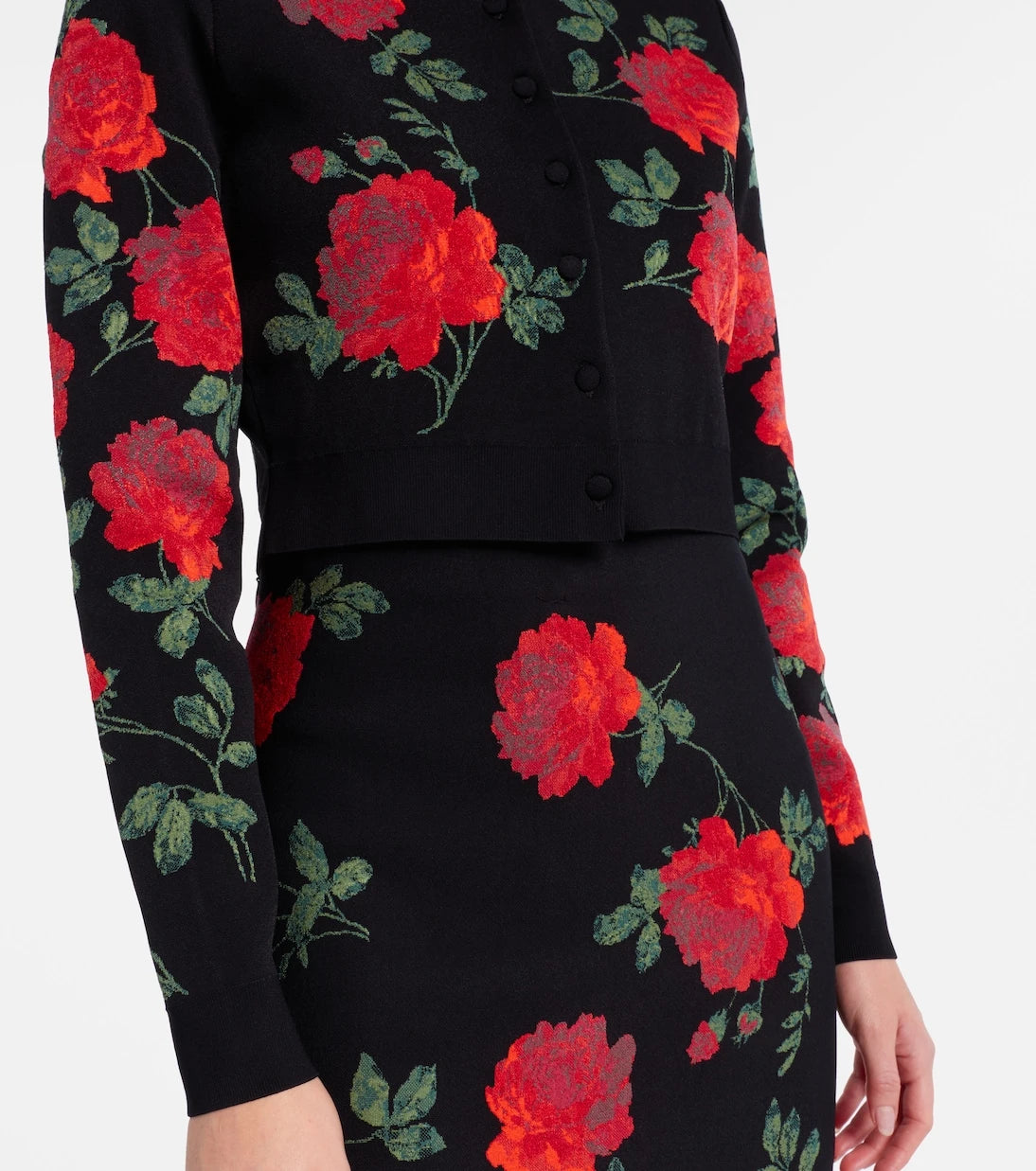 Carolina Herrera - Floral cropped jacquard cardigan
