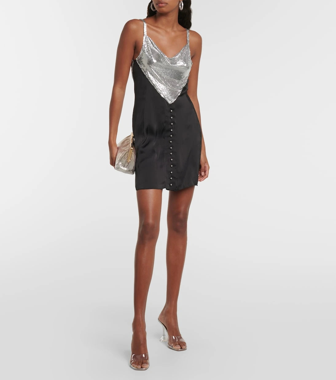 Rabanne - Chainmail and satin minidress