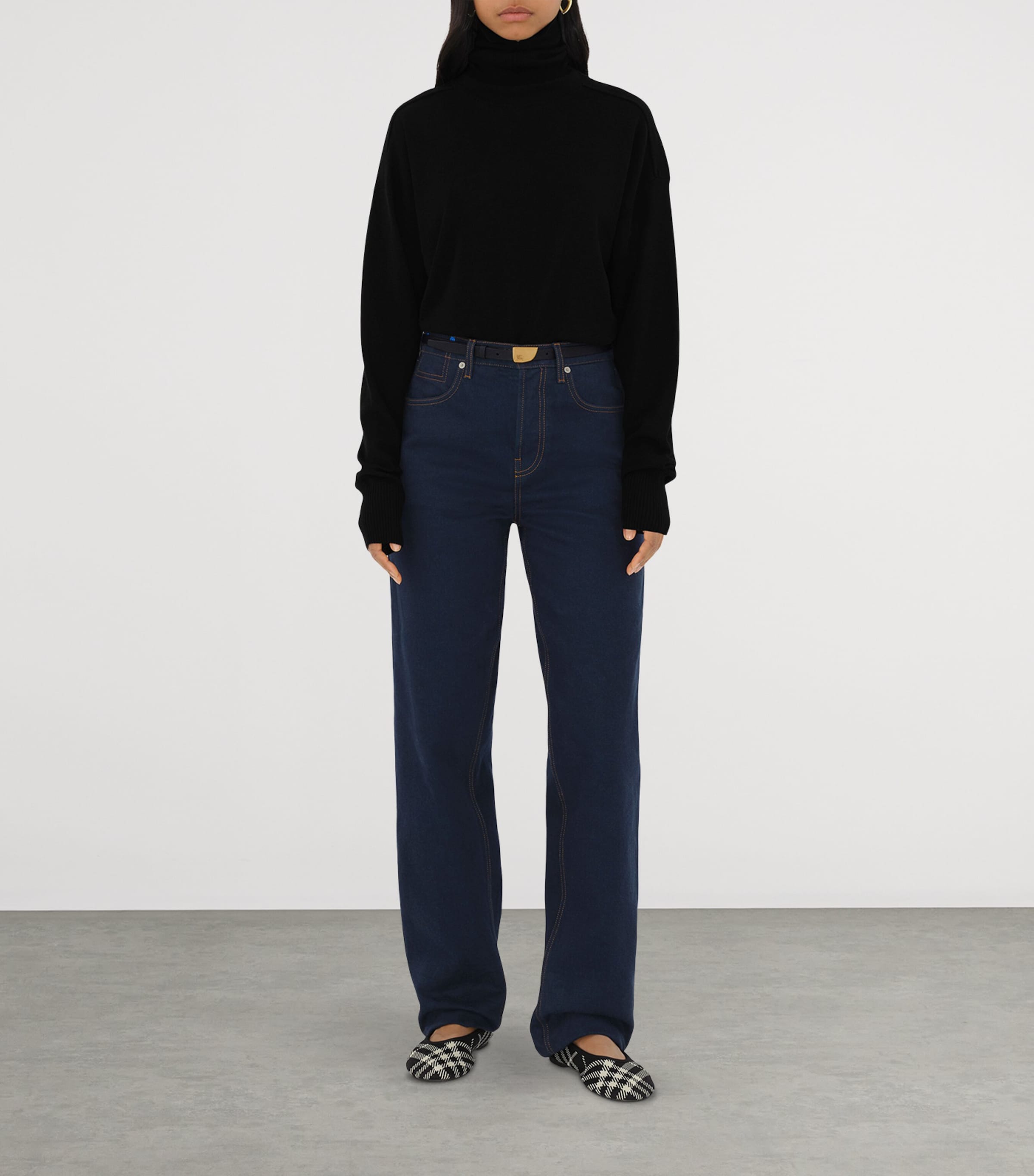 Burberry Black Knit Check Baby Ballet Flats