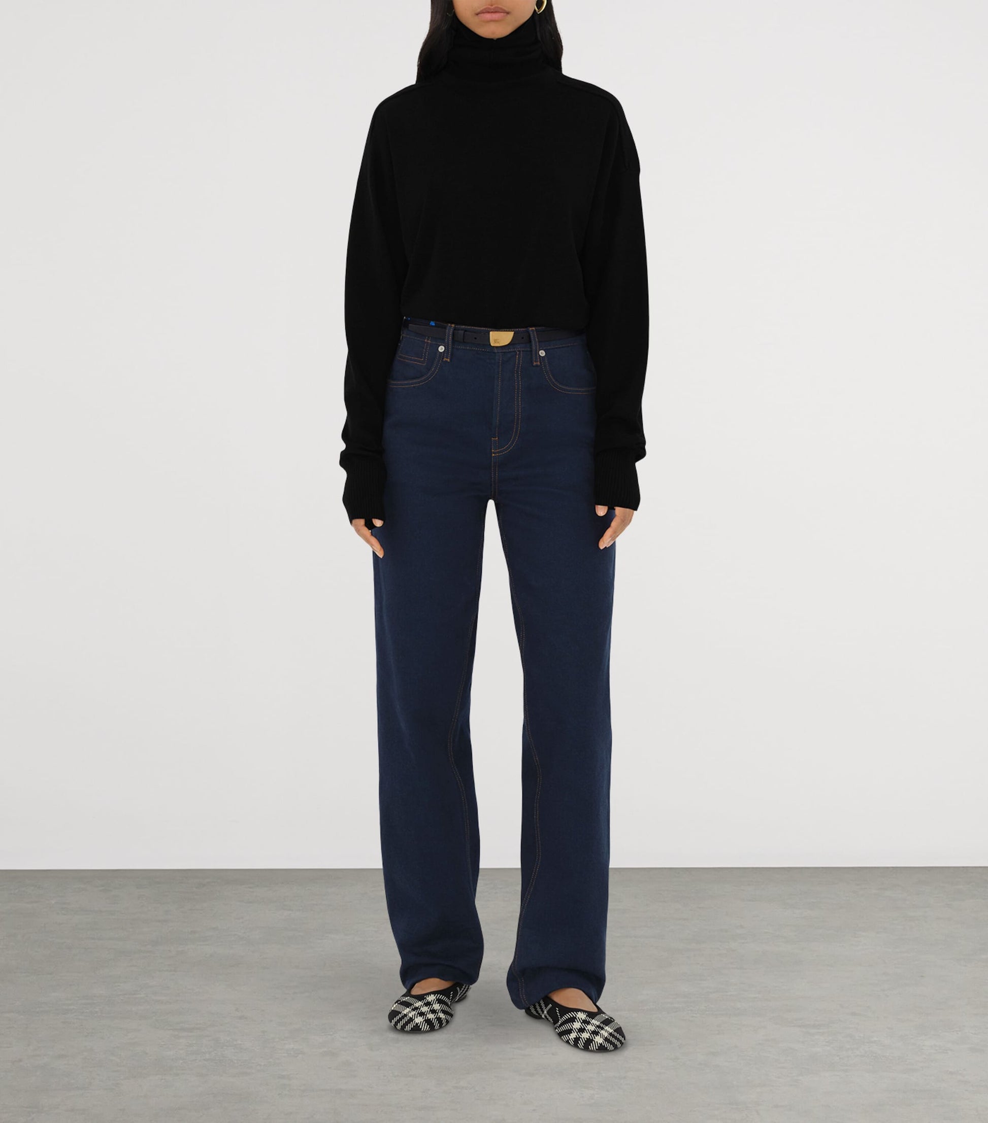 Burberry Black Knit Check Baby Ballet Flats