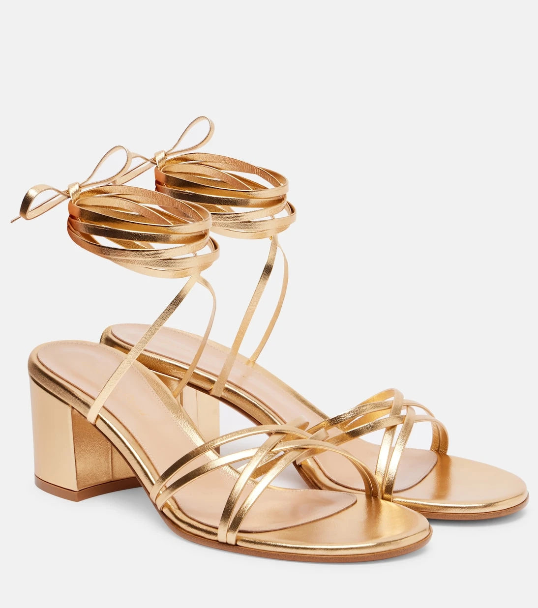 Gianvito Rossi - Metalik deri sandaletler