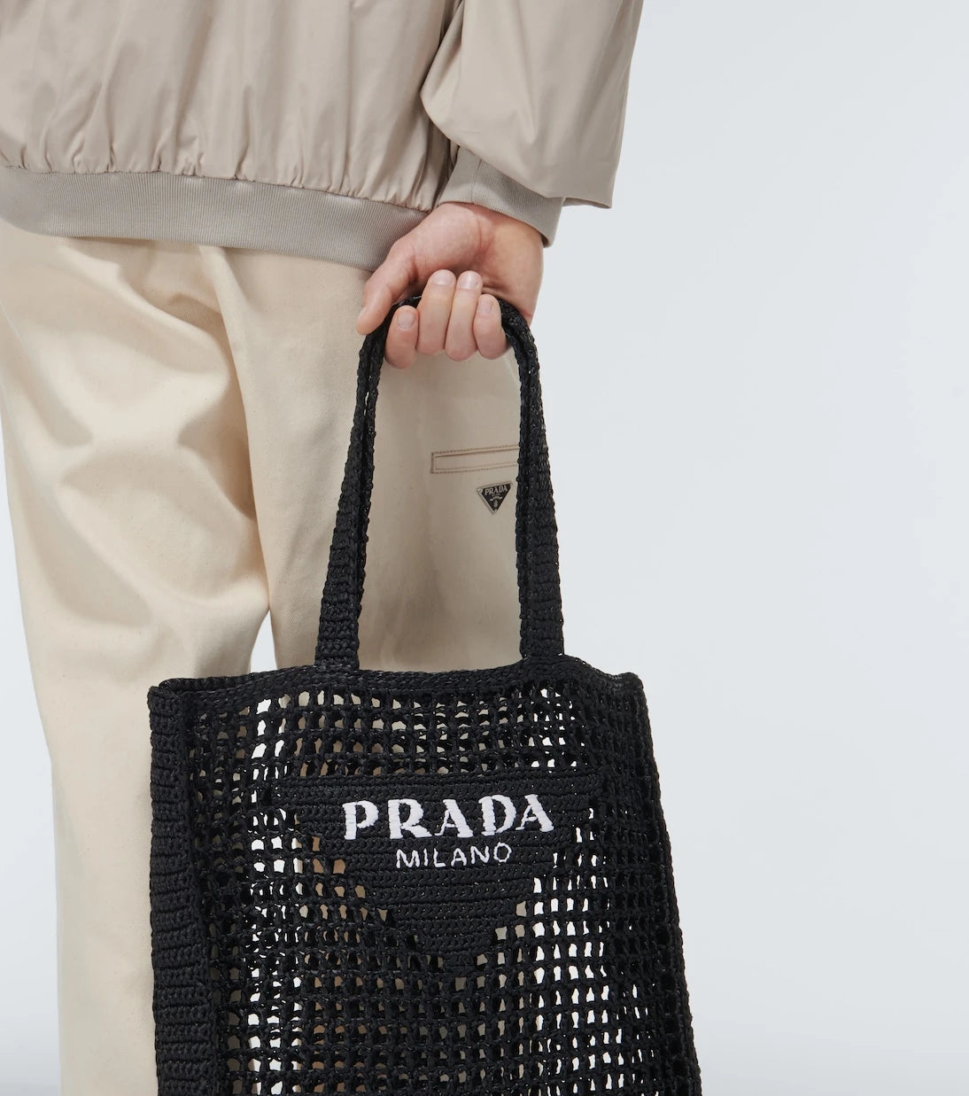 Prada - Logo crochet tote bag