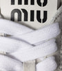 Miu Miu White Suede and Mesh Plume Sneakers