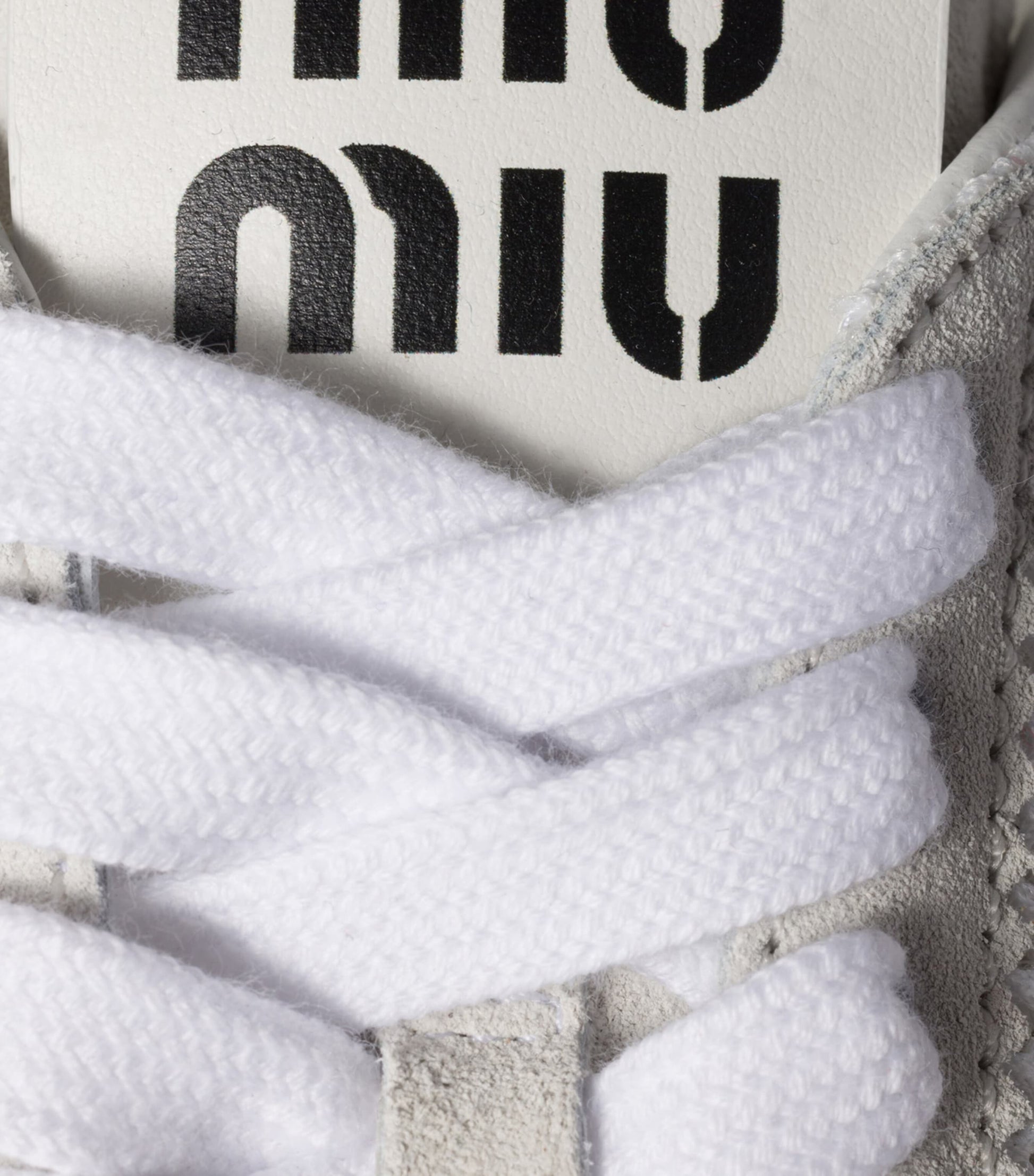 Miu Miu White Suede and Mesh Plume Sneakers