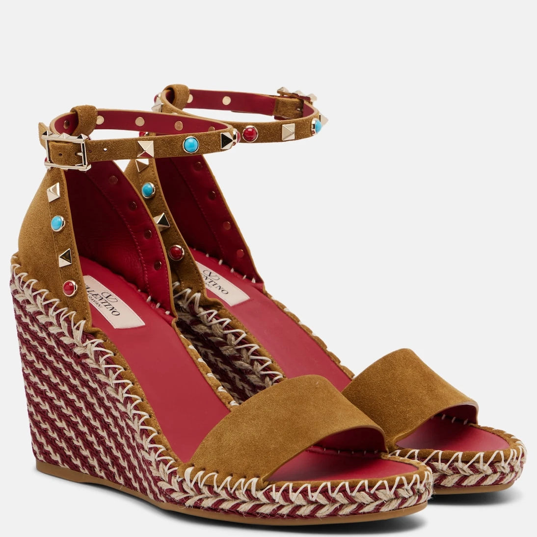 Valentino Garavani - Rockstud suede wedge sandals