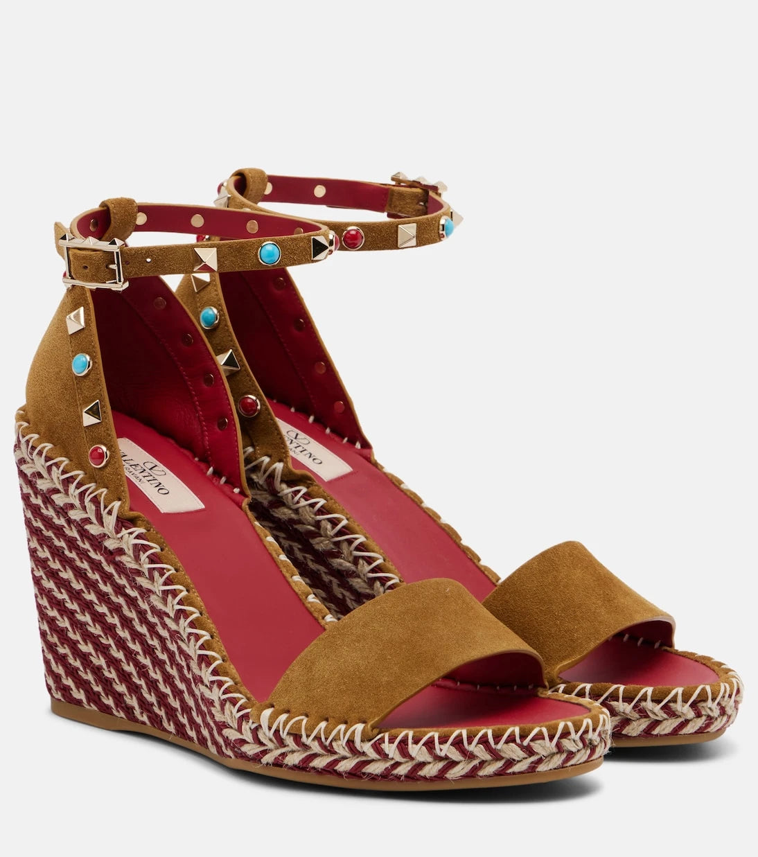 Valentino Garavani - Rockstud suede wedge sandals