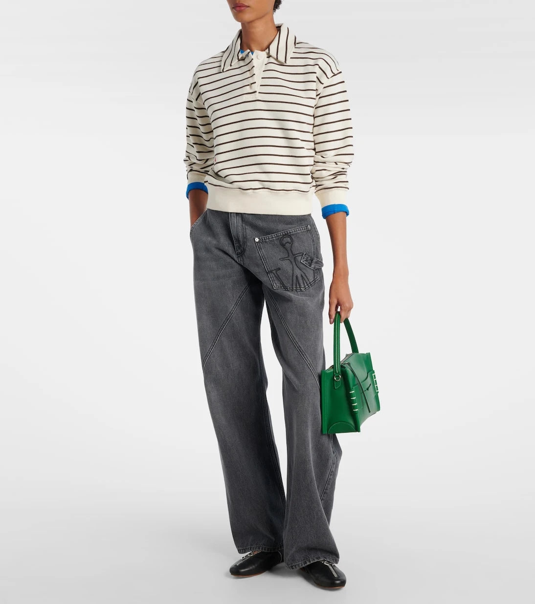 JW Anderson - Cropped striped cotton polo sweater
