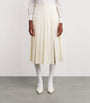 Wool Crepe Pleated Midi Skirt 0822 WHITE