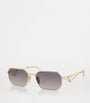 Gold Metal Rectangular Sunglasses
