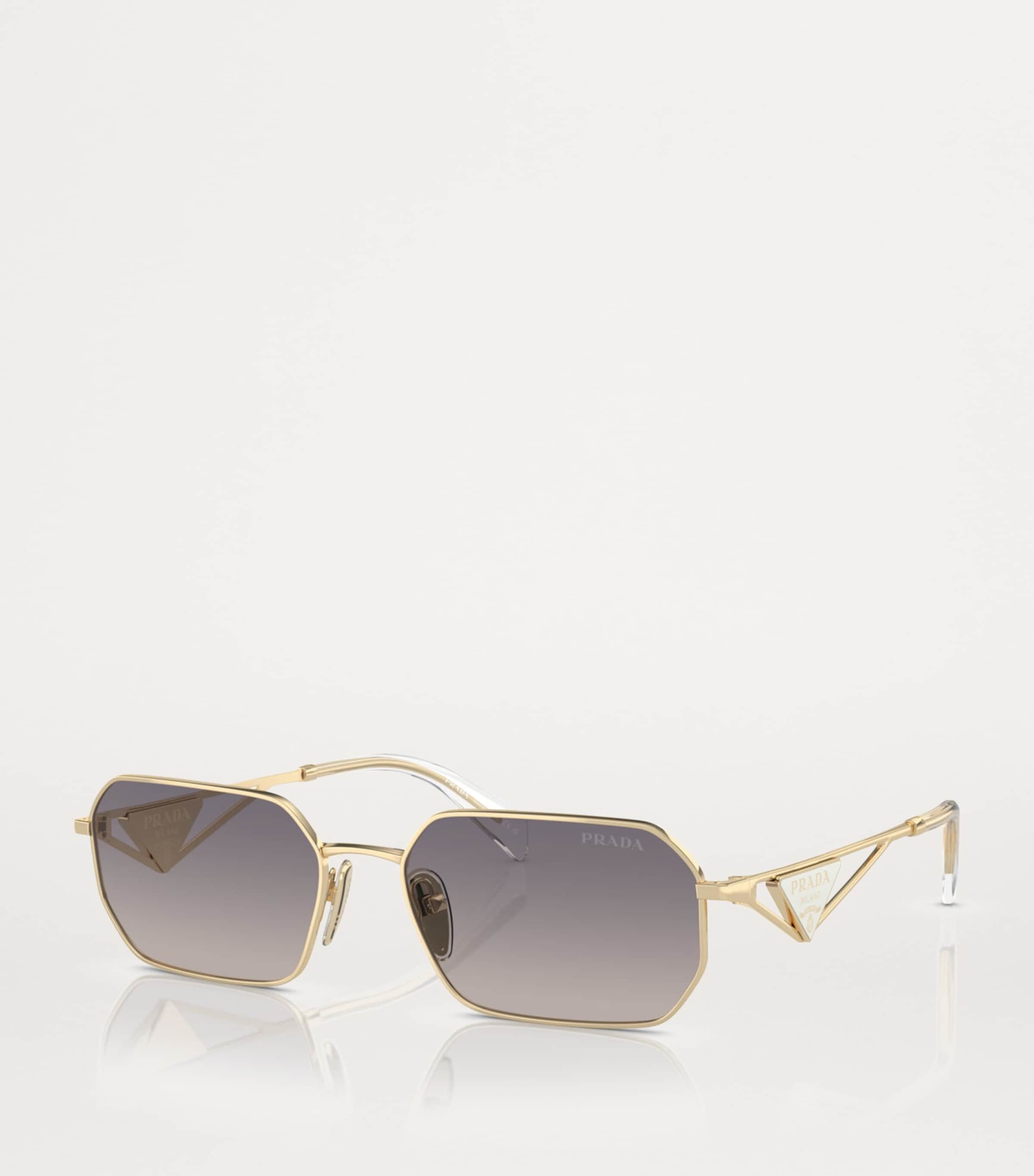 Gold Metal Rectangular Sunglasses