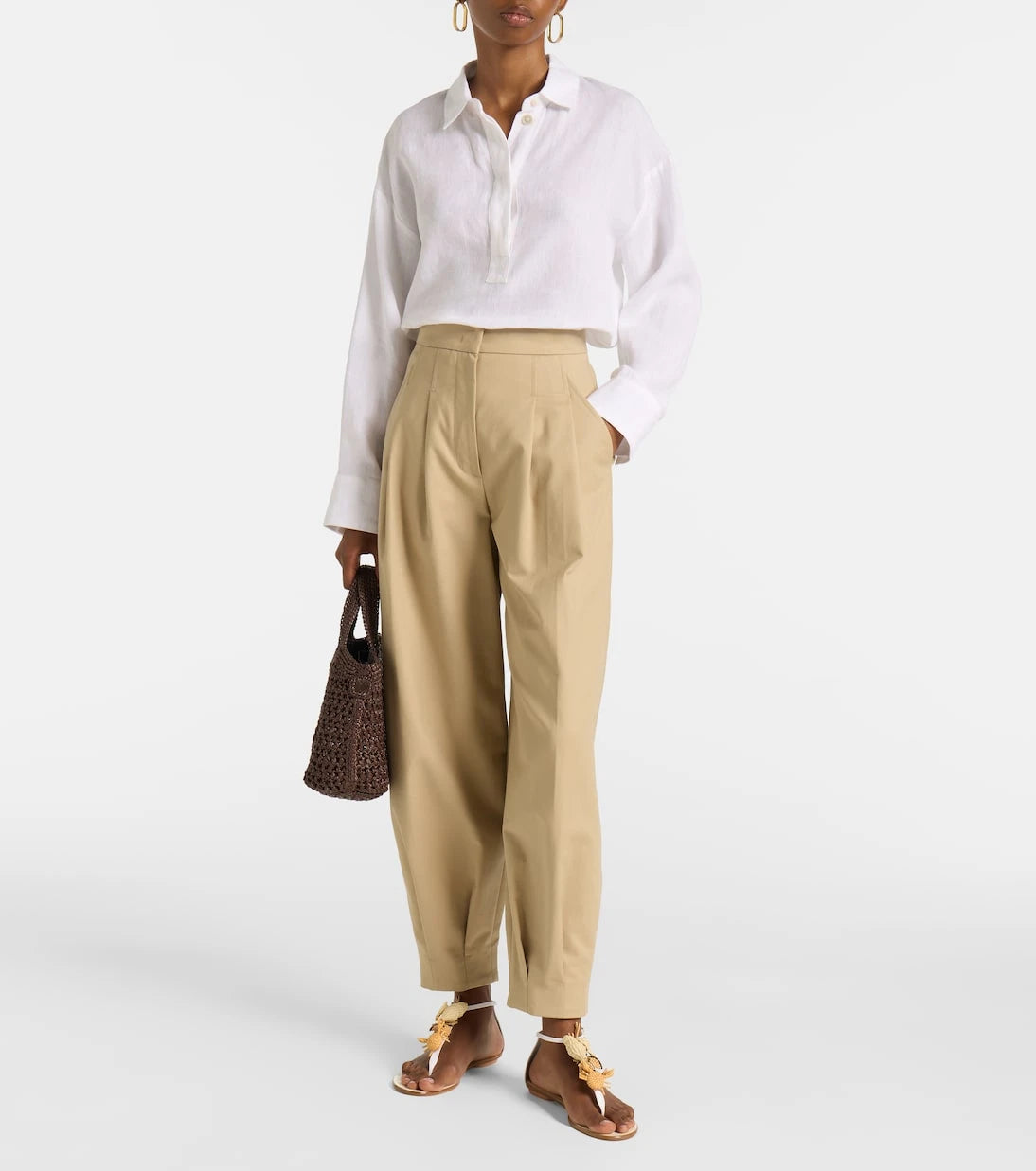 Aquazzura - Marea raffia and leather thong sandals