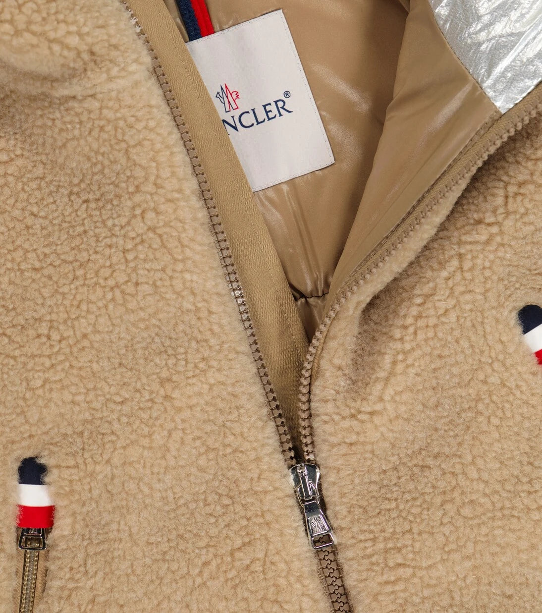 Moncler Enfant - جاكيت جيزم بغطاء رأس من الصوف والريش