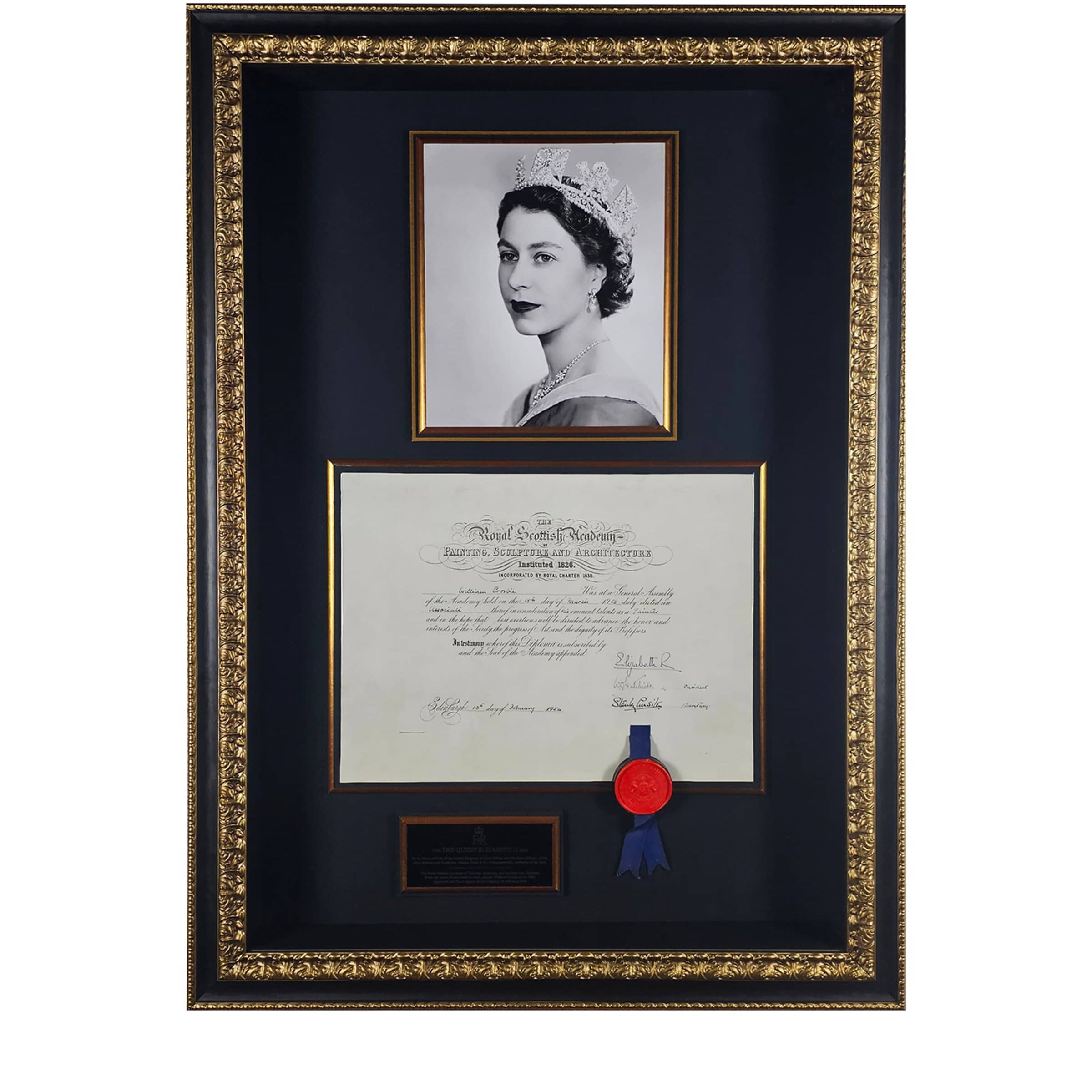 Queen Elizabeth II Signed 1954 Document Framed Display