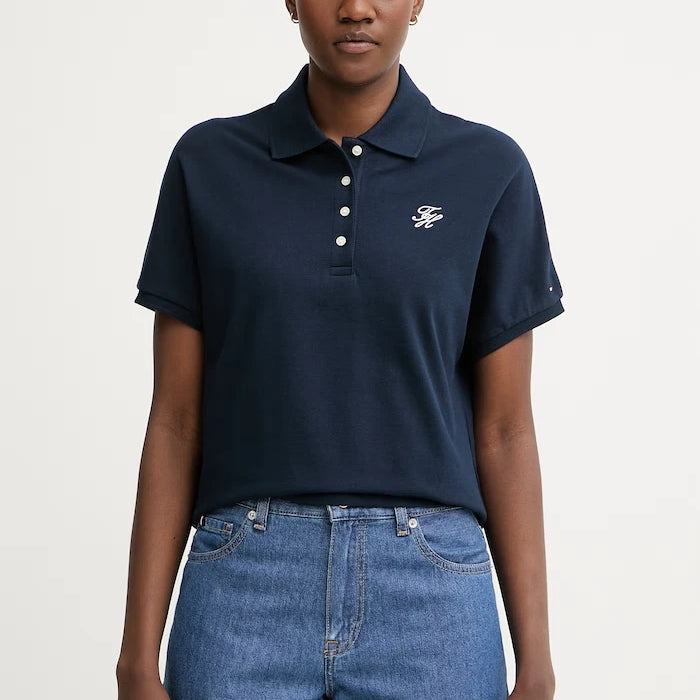 Tommy Hilfiger тениска с яка дамска с памук