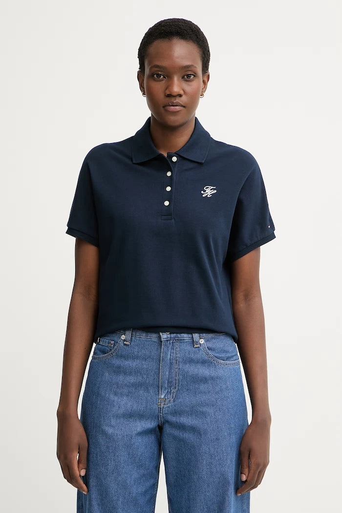 Tommy Hilfiger тениска с яка дамска с памук