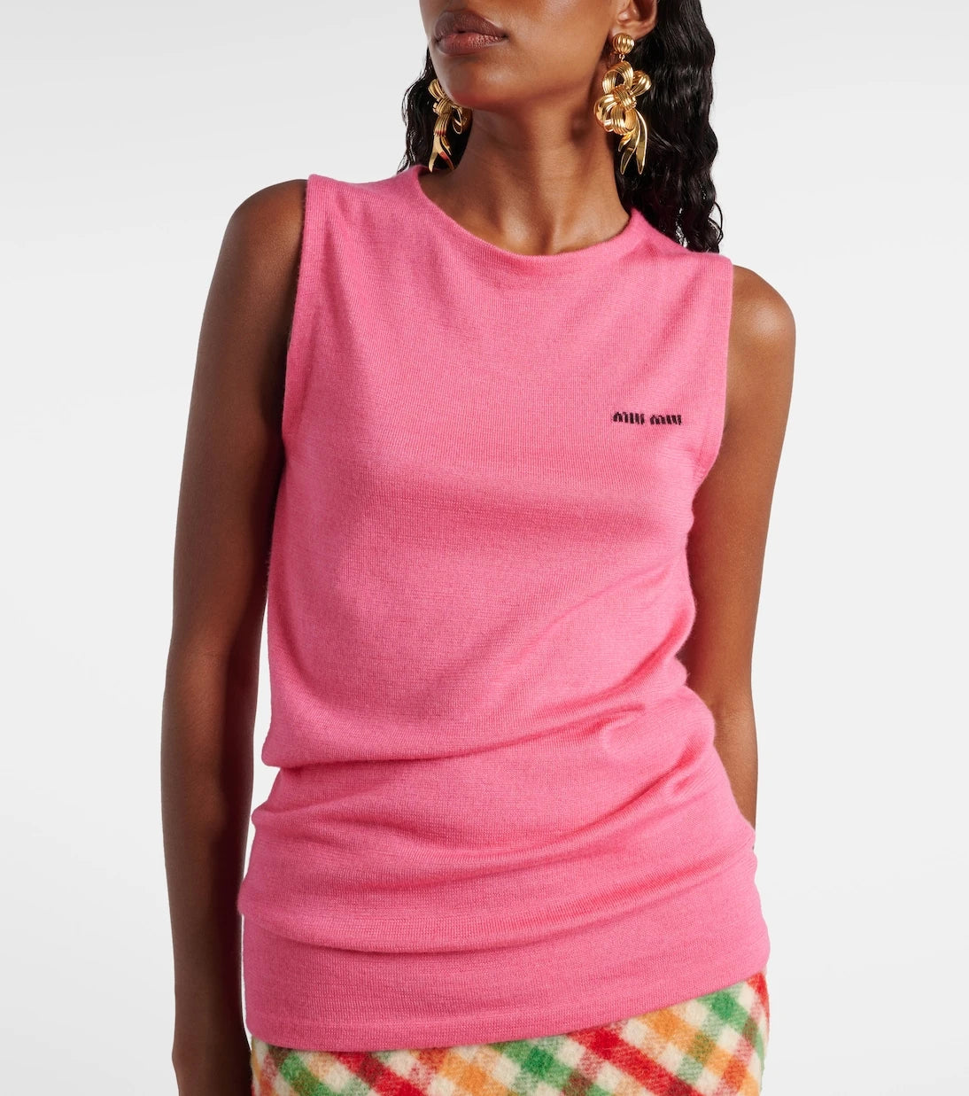 Miu Miu - Logo cashmere and silk top