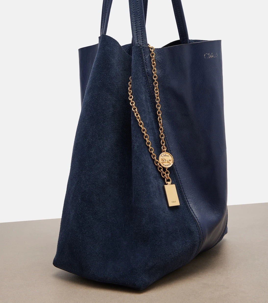 Chloé - Chloé Spin leather and suede tote bag