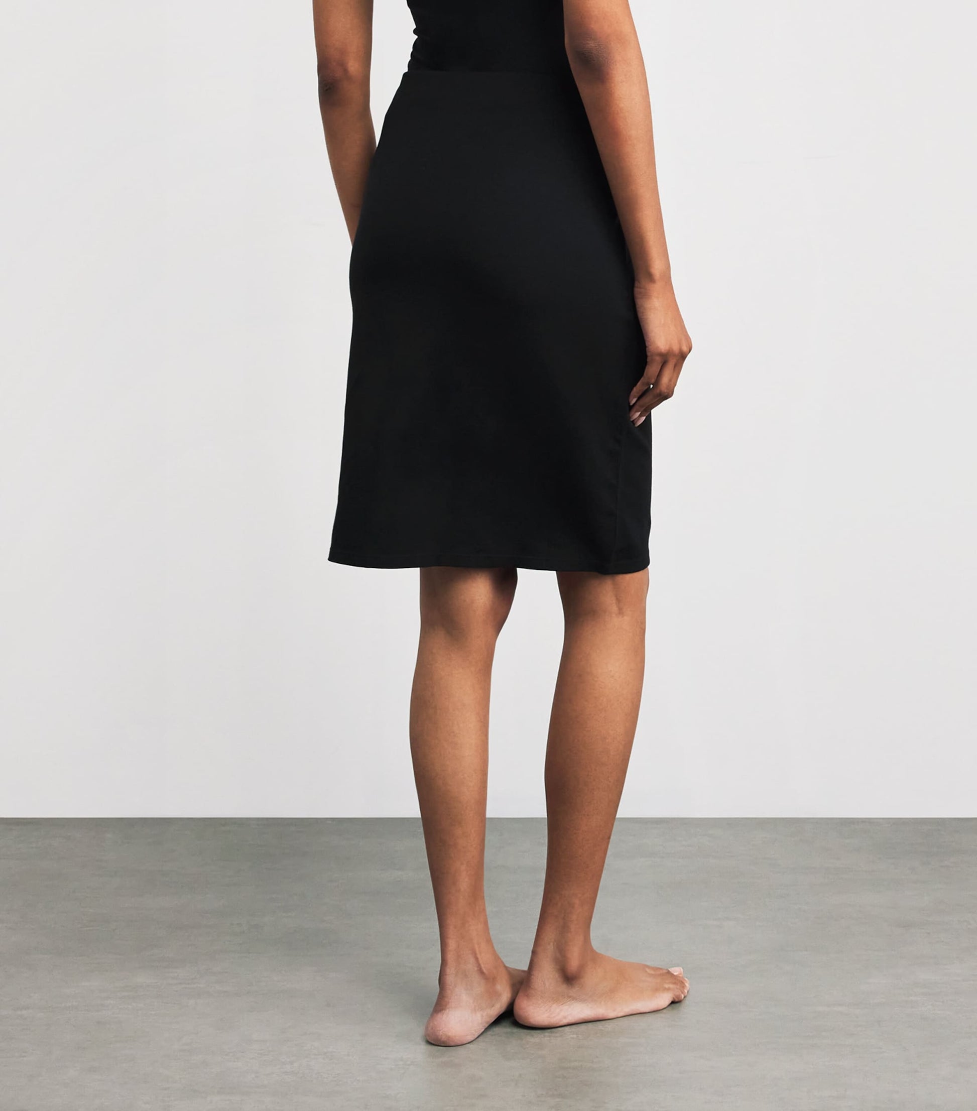 Black Smooth Layers Midi Skirt