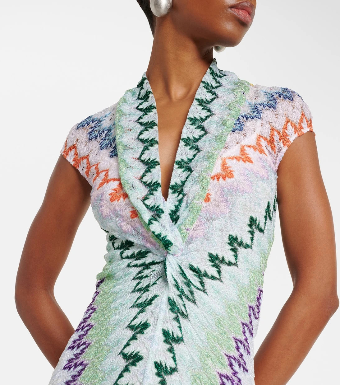 Missoni - فستان ماكسي لاميه بتصميم متعرج