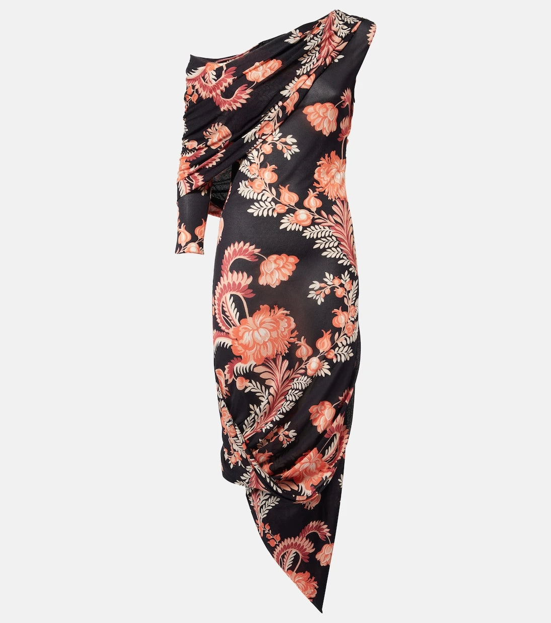 Etro - Floral draped asymmetric midi dress