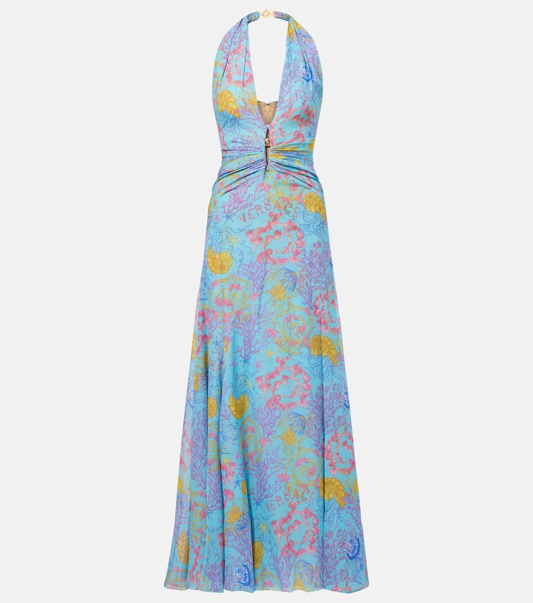 Versace - Printed halterneck gown