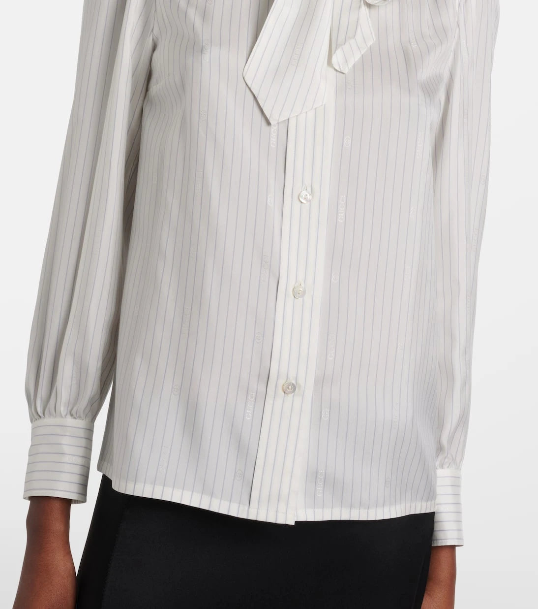Gucci - Pinstripe tie-neck silk shirt
