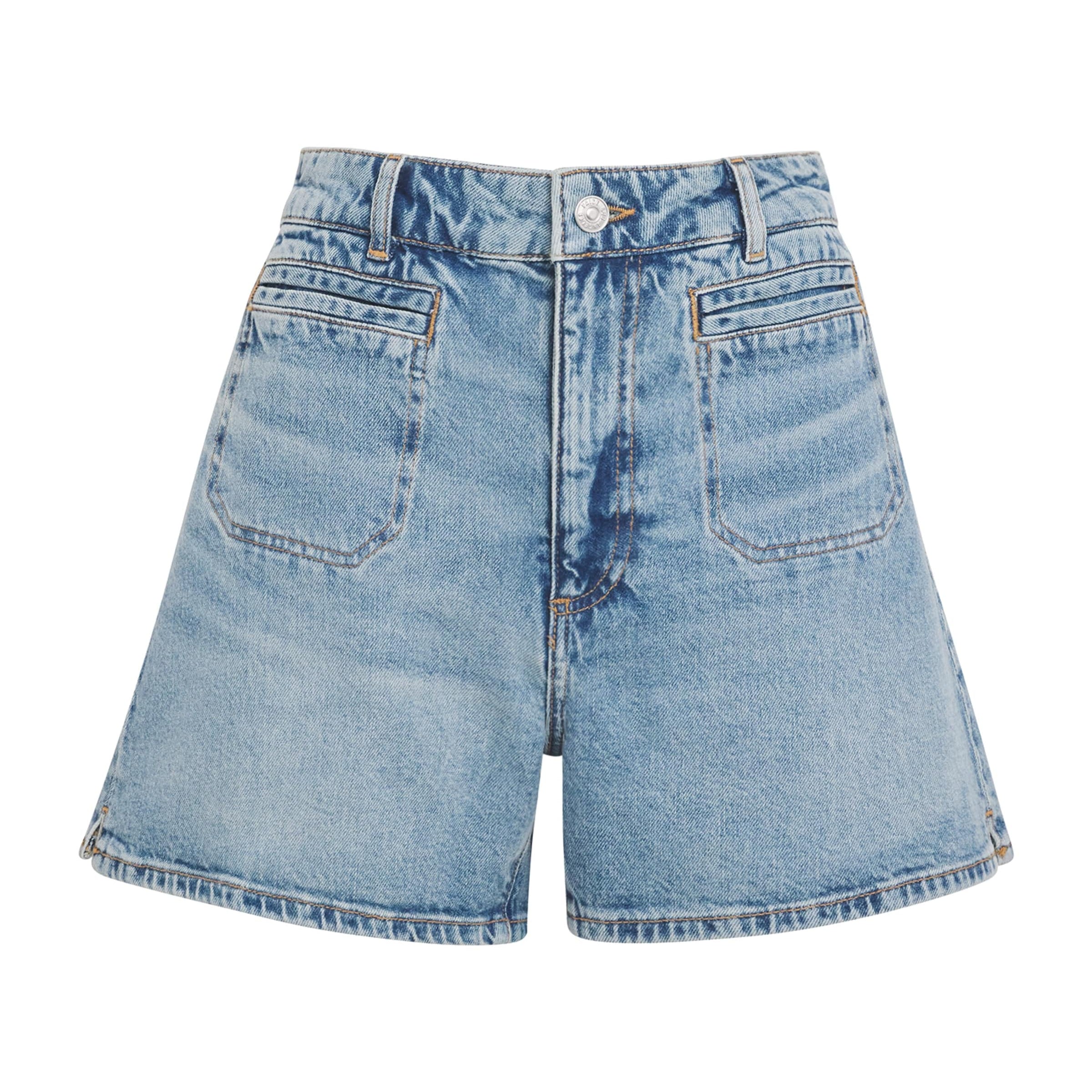 PAIGE Blue High-Rise Dani Denim Shorts