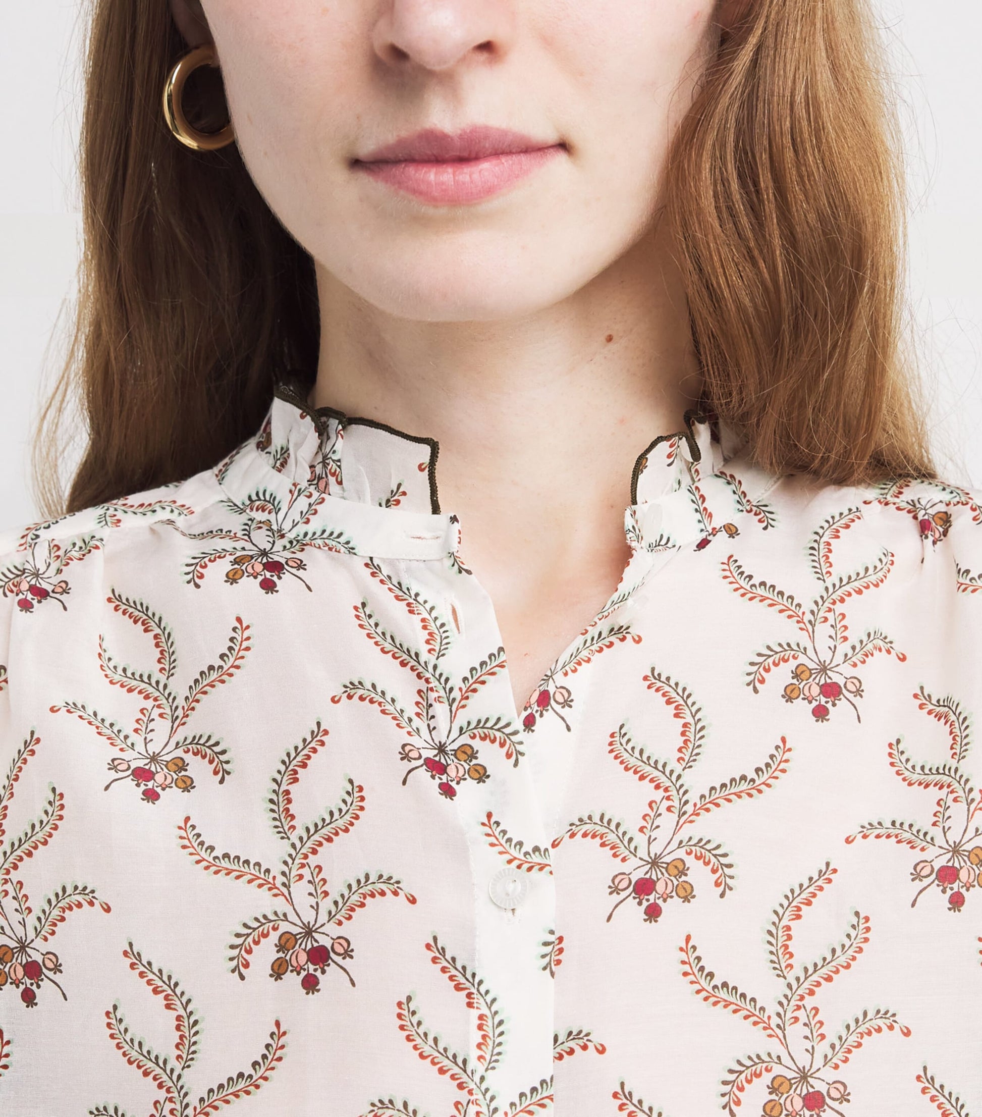 ME+EM Ivory Cotton-Silk Berry Print Blouse