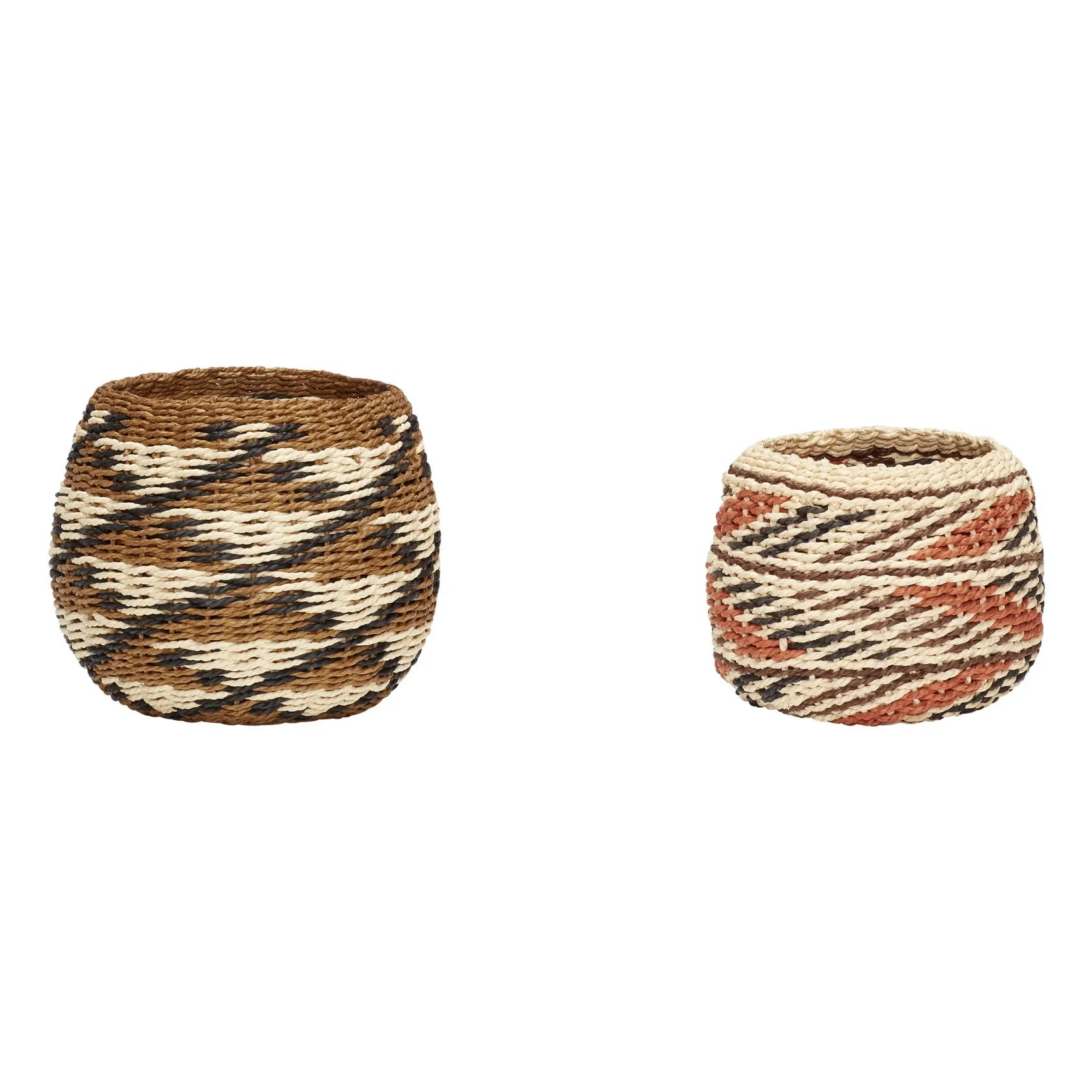 Hübsch - Two-handled Baskets - Set of 2 | Brown