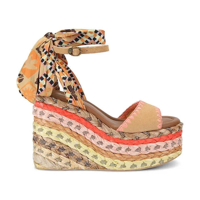 Kurt Geiger London Chelsea Scarf Wedge Yüksek Topuklu Sandalet