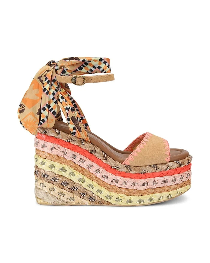 Kurt Geiger London Chelsea Scarf Wedge Yüksek Topuklu Sandalet