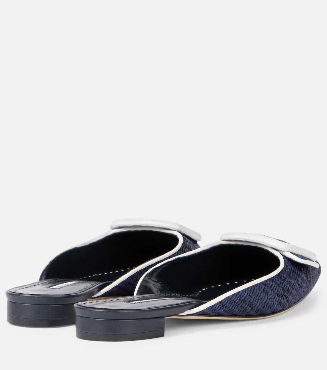 Manolo Blahnik - Maysale leather-trimmed raffia mules