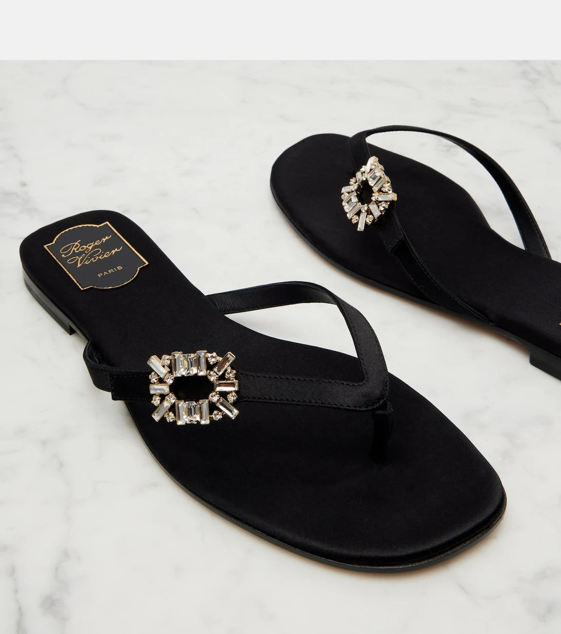 Roger Vivier - Embellished satin thong sandals