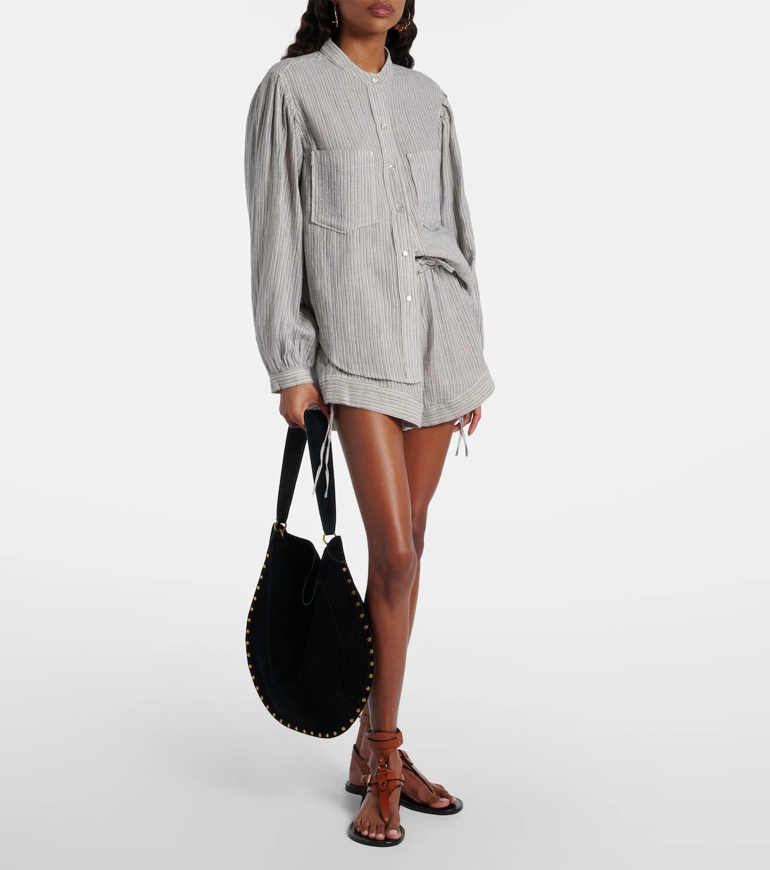 Marant Etoile - Thaliany striped cotton shorts
