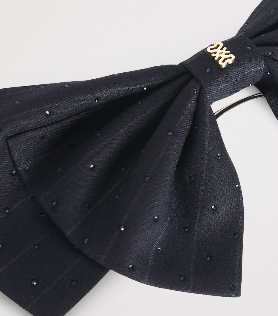 Crystal-Embellished Hair Bow NAVY BLUE