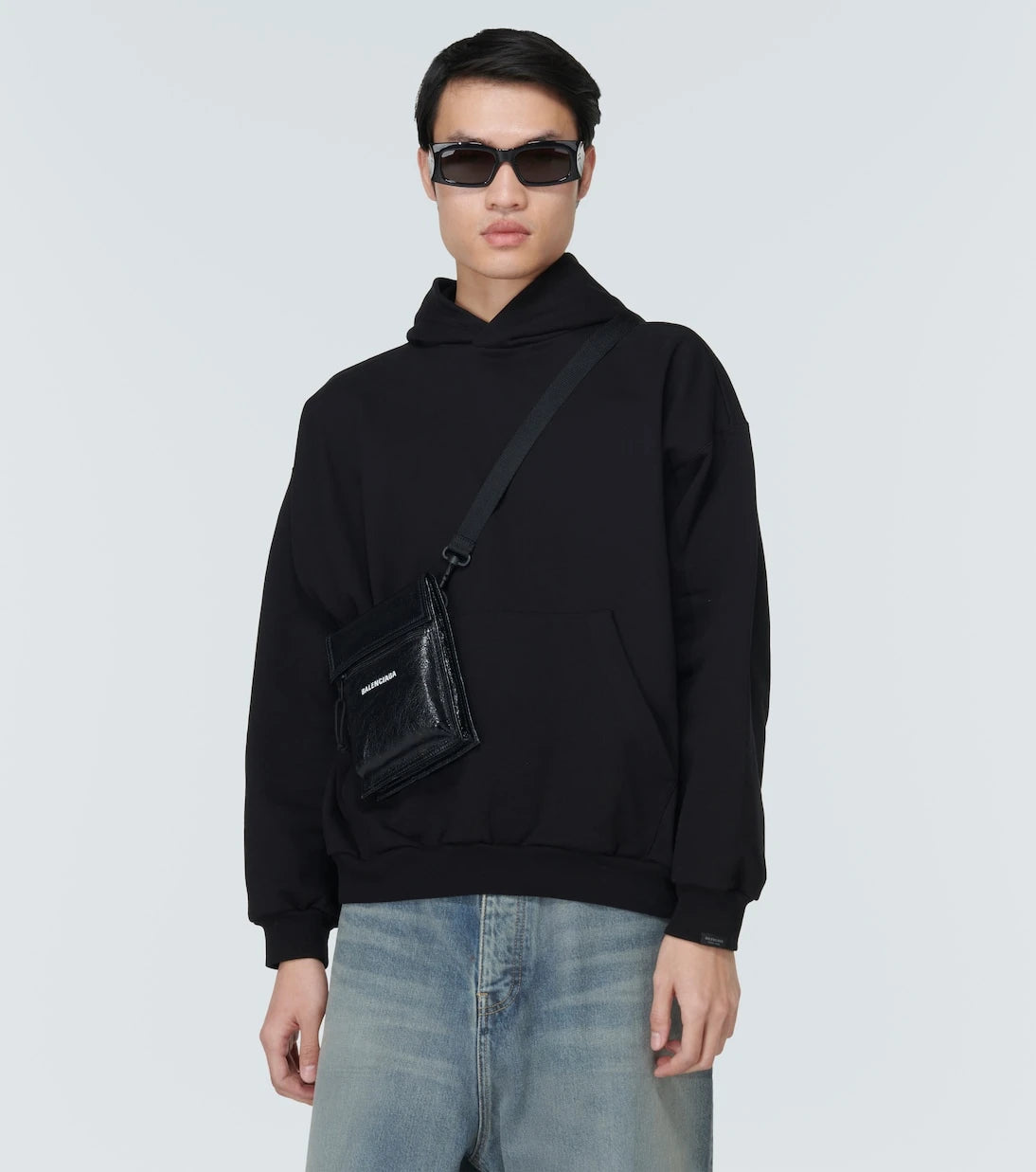 Balenciaga - Explorer leather pouch with strap