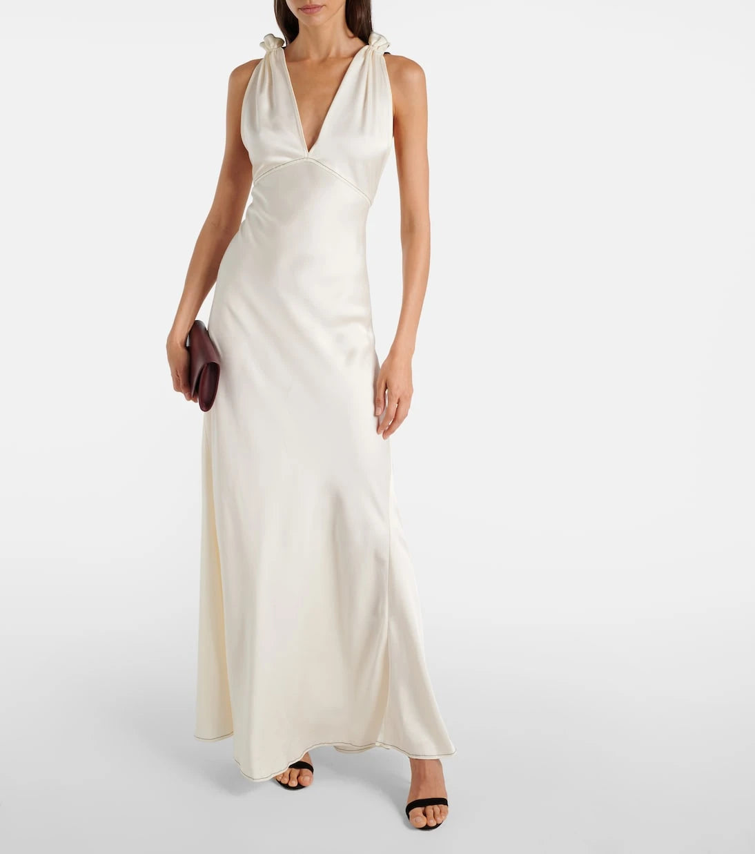 Victoria Beckham - Gathered open-back crêpe satin gown