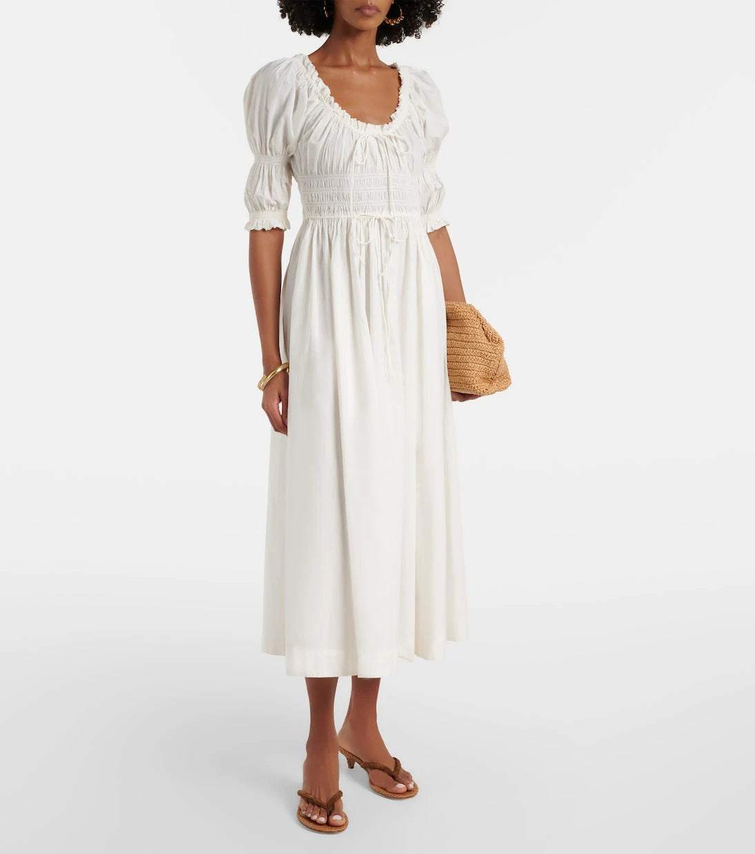 Dôen - Shirred cotton midi dress