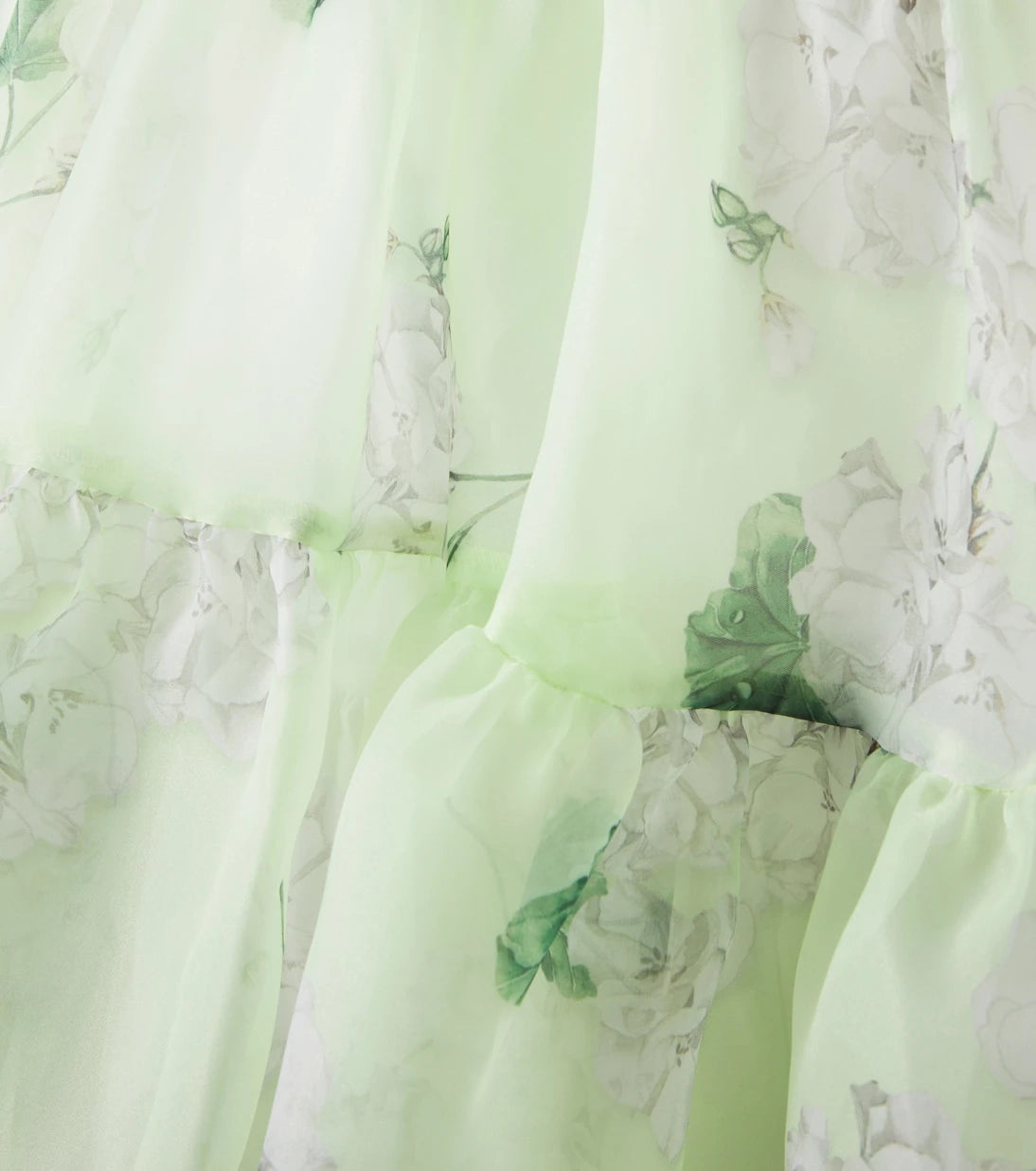 Monnalisa - Floral tiered organza dress