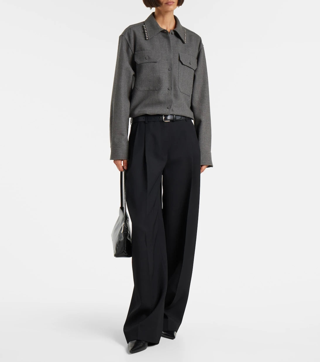 Jil Sander - Beaded wool canvas shirt