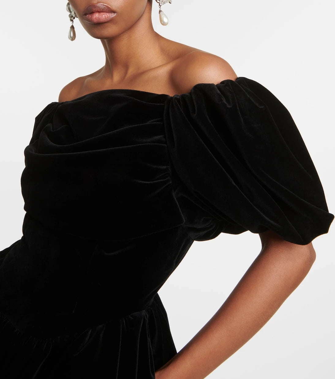 Simone Rocha - Off-shoulder velvet mini dress