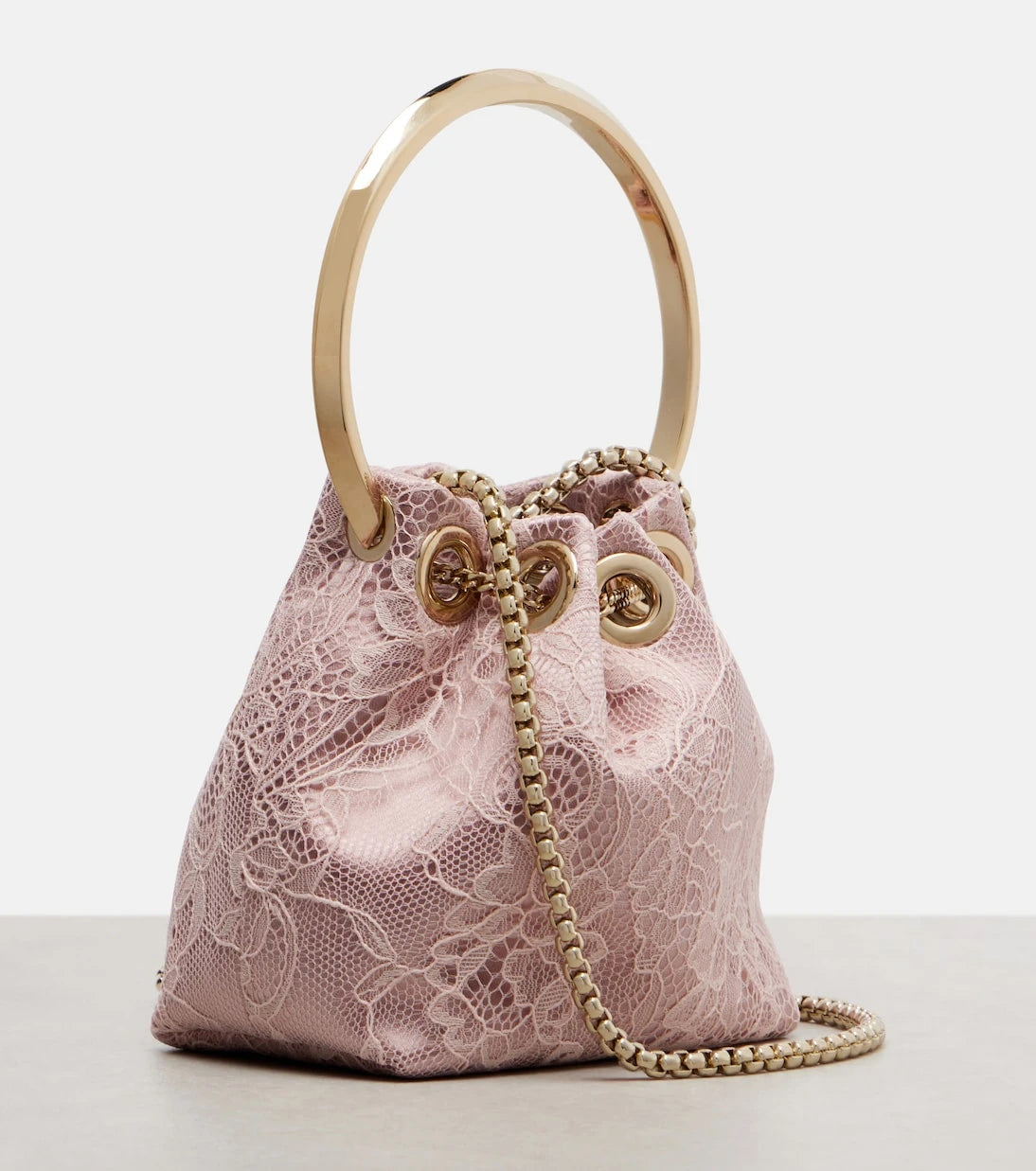 Jimmy Choo - Bon Bon Micro satin and lace bucket bag